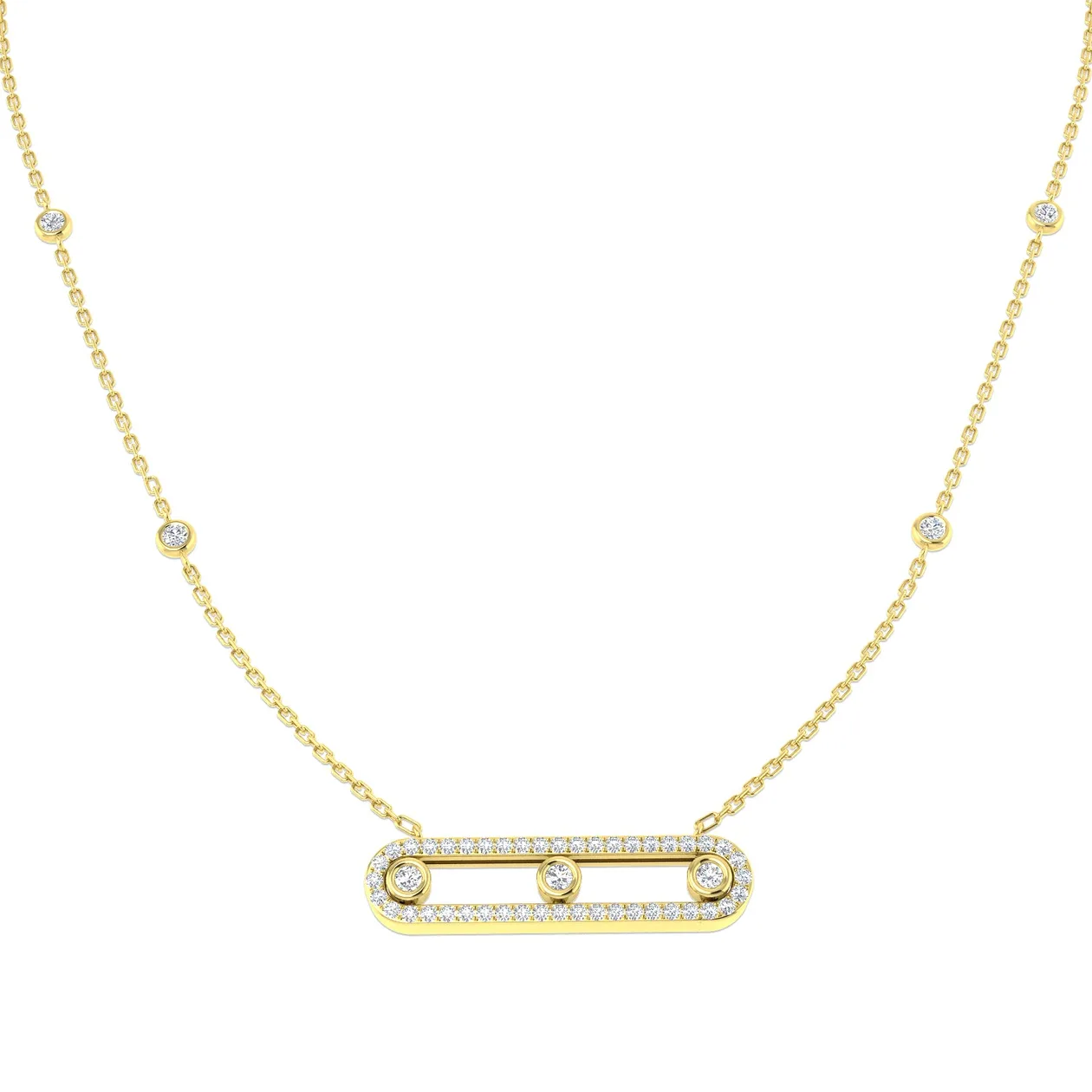 Diamond Bar Necklace | Gold with Sparkling Diamonds - 18k Yellow Gold / Natural Diamond(F/SI) / 0.50 Carat: the shop's own photo