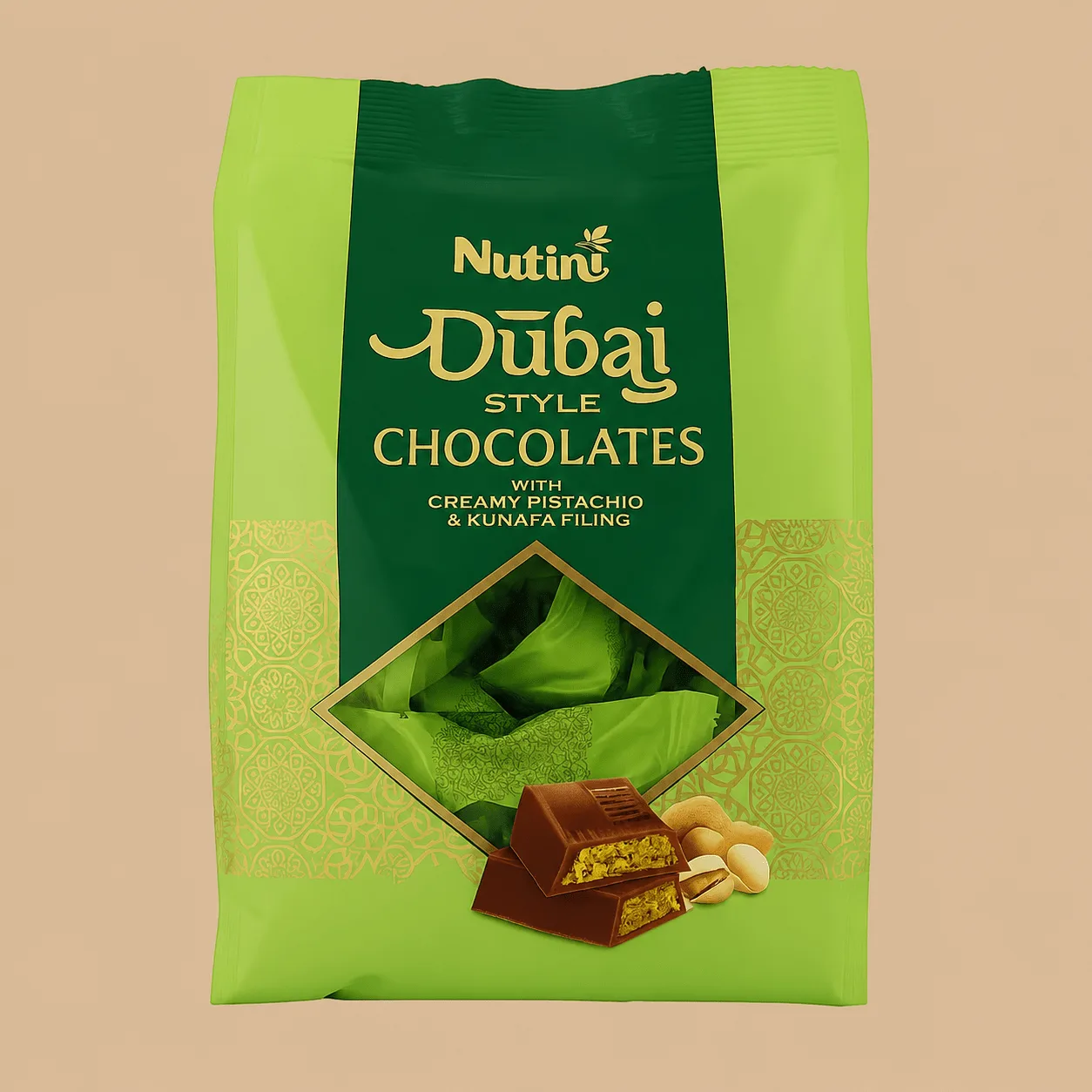 Dubai Pistachio & Kunafa Mini Bars: the shop's own photo