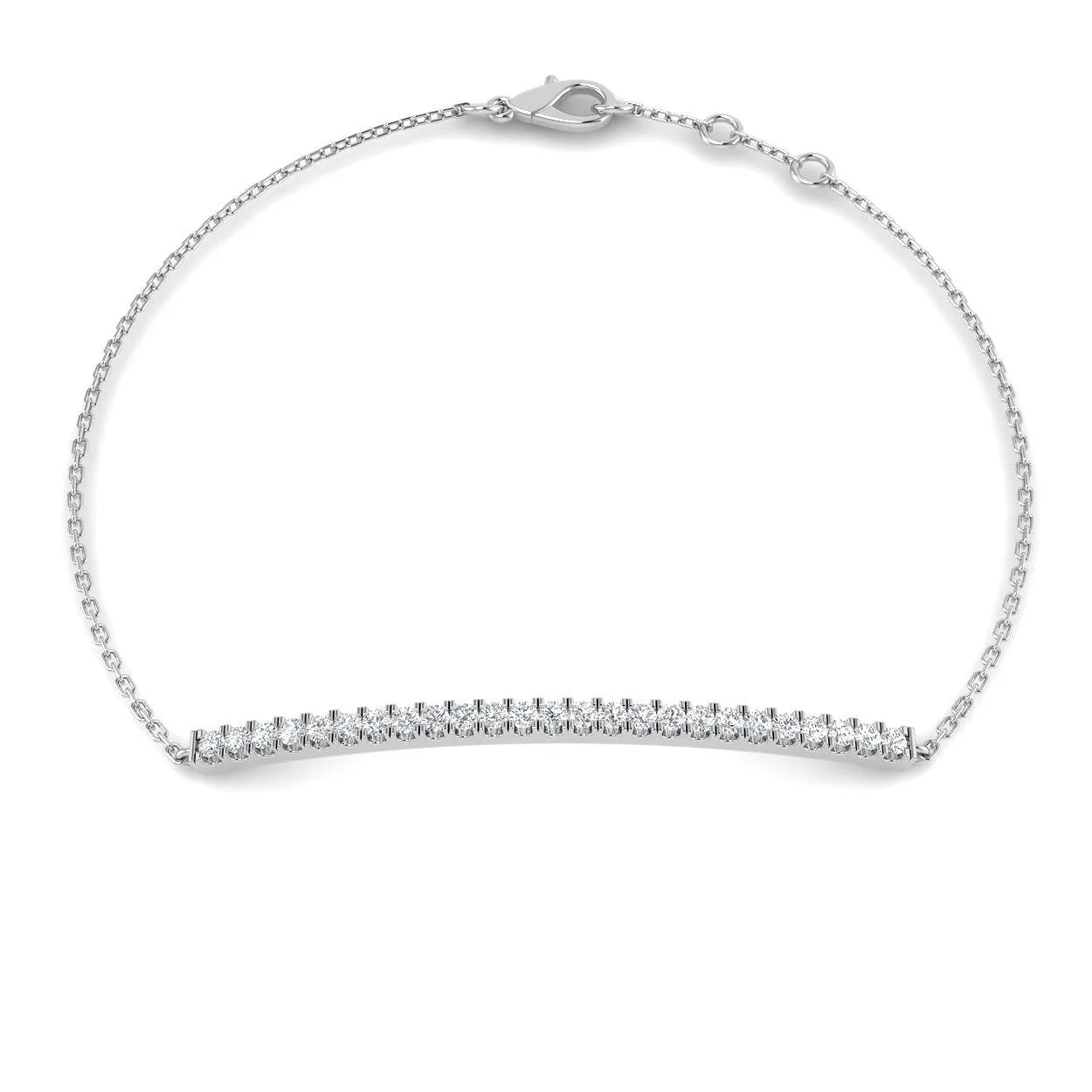 18K Solid Gold Natural Round Cut Diamond Curved Bar Bracelet for Women - 9k Yellow Gold / 0.35 Carat / Lab Grown Diamond: the shop's own photo