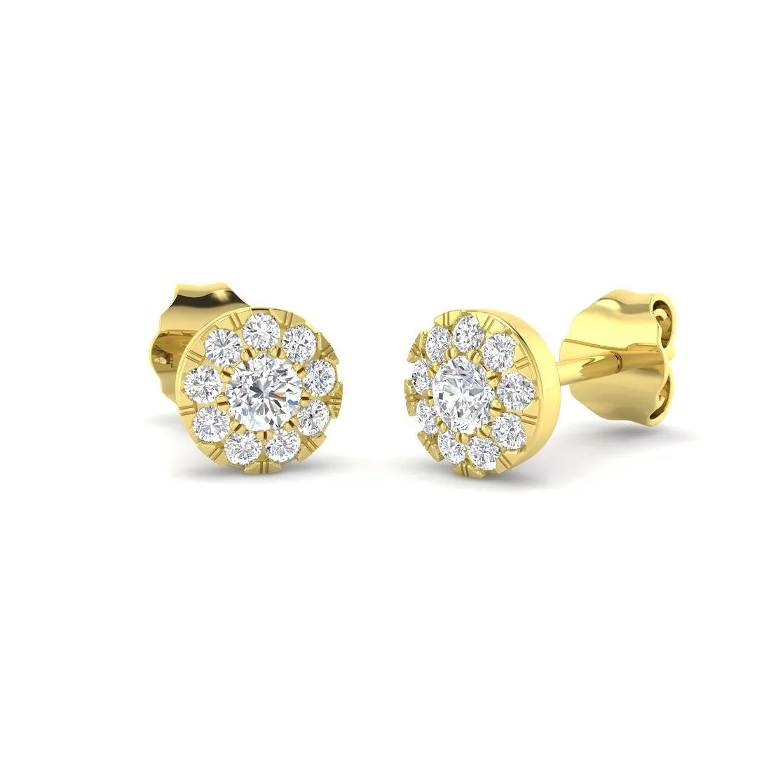 0.30 Ct DE/VVS Lab Grown Round Cut Diamond Halo Earring | Cluster Set - 9k Yellow Gold / 0.30 Carat: the shop's own photo