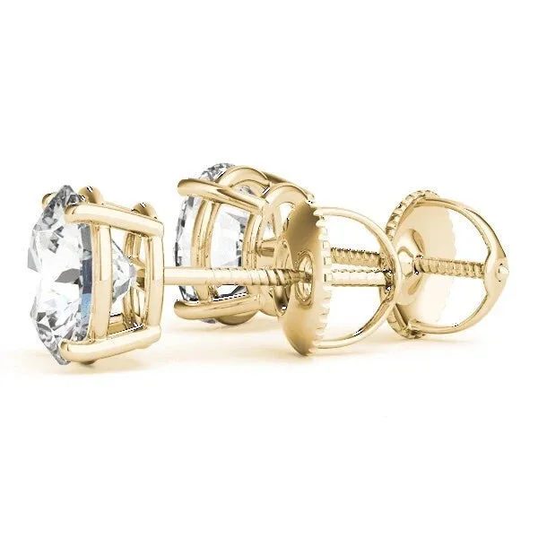 Stud Earrings with Round Cut Lab Grown Diamonds - Lab-Diamond / 2.00 Carat / D/VS1: the shop's own photo