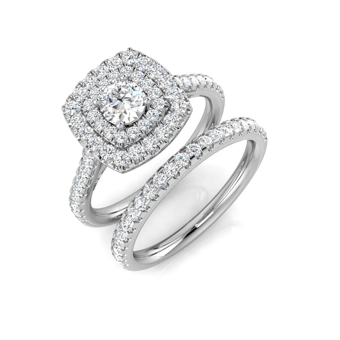 Natural Diamond Round Cut Halo Engagement Ring - Lab-Grown Diamond / 1.00 Carat / 18k Yellow Gold: the shop's own photo