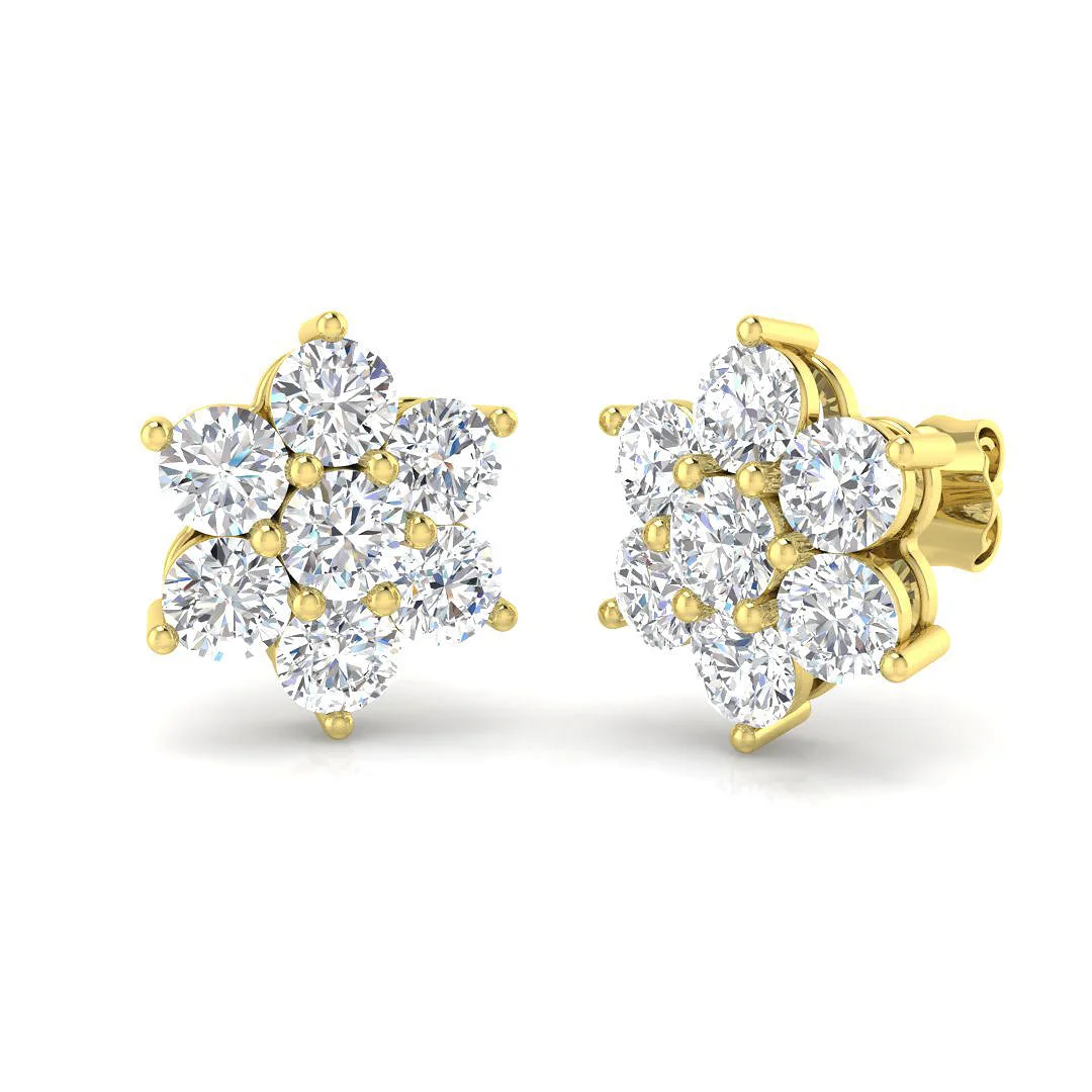 Blenheim Diamond Earring 3 ct Platinum, 9ct, 18ct White, Yellow & Rose Gold | Handcrafted Fine Jewellery - 9k Yellow Gold / 3.00 Carat / Natural-F/VS: the shop's own photo