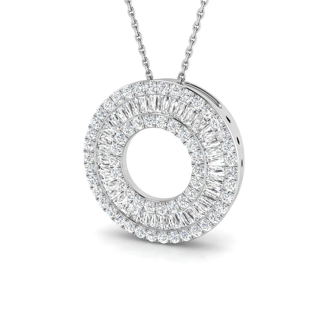 Clover Baguette Diamond Pendant | Diamond Necklace - 18k White Gold / Natural Diamond(F/SI) / 1.25 Carat: the shop's own photo