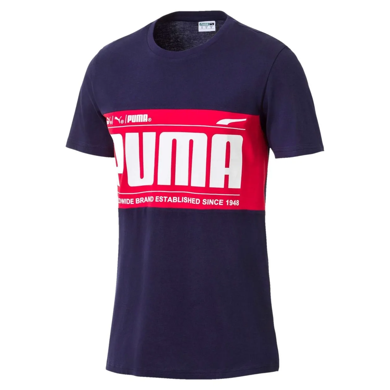 Puma Graphic Logo Block T Shirt - Navy | Size: M: the shop's own photo