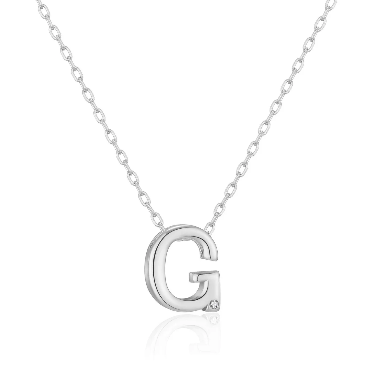 Customisable Initial Necklace (A-Z) with Option of Birthstone Charm - G: the shop's own photo
