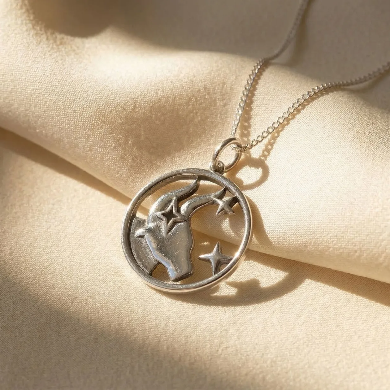 Taurus Zodiac Horoscope Charm Sterling Silver Necklace: the shop's own photo