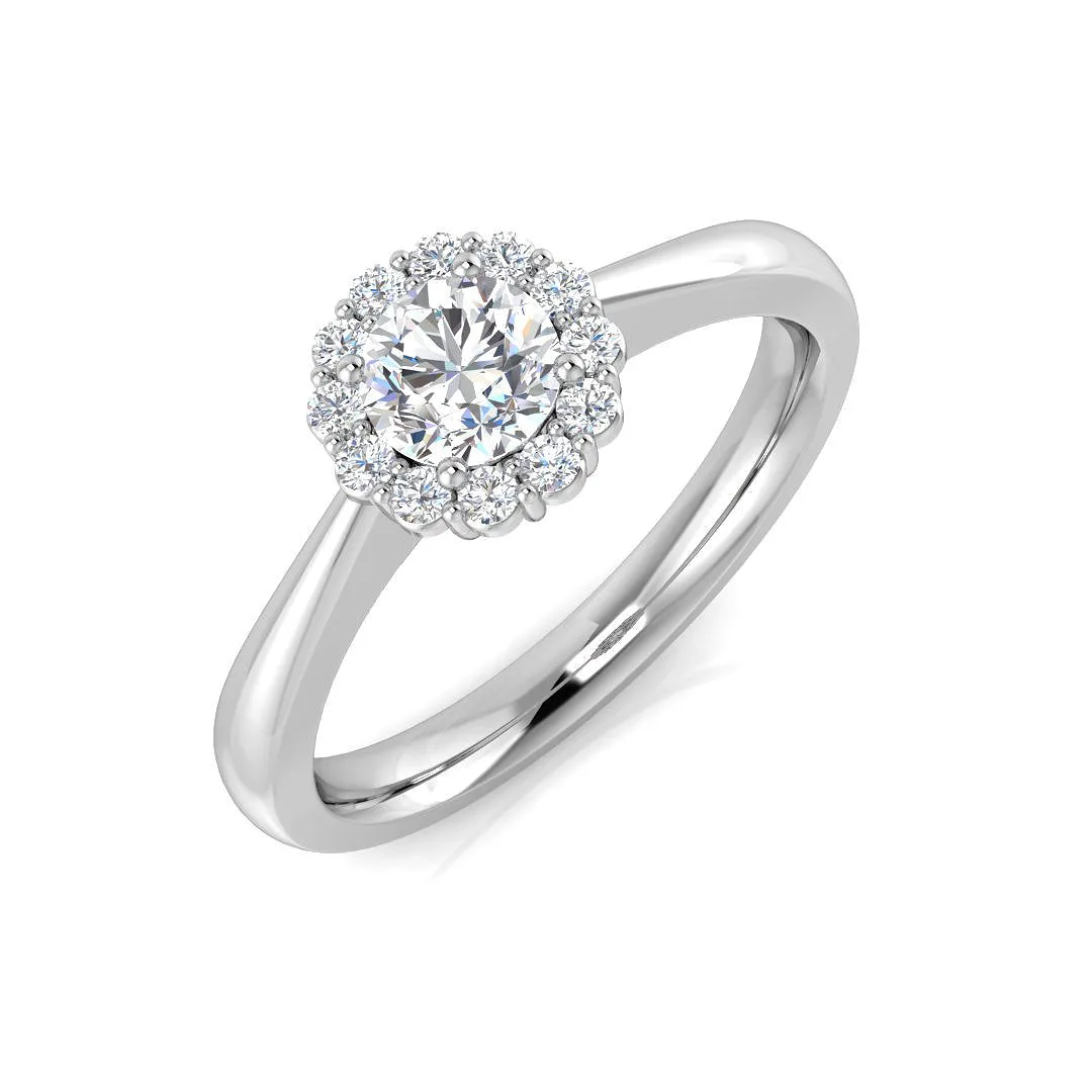 Natural Round Diamond Halo Engagement Ring - Lab-Grown Diamond / 0.50 Carat / 18k Yellow Gold: the shop's own photo