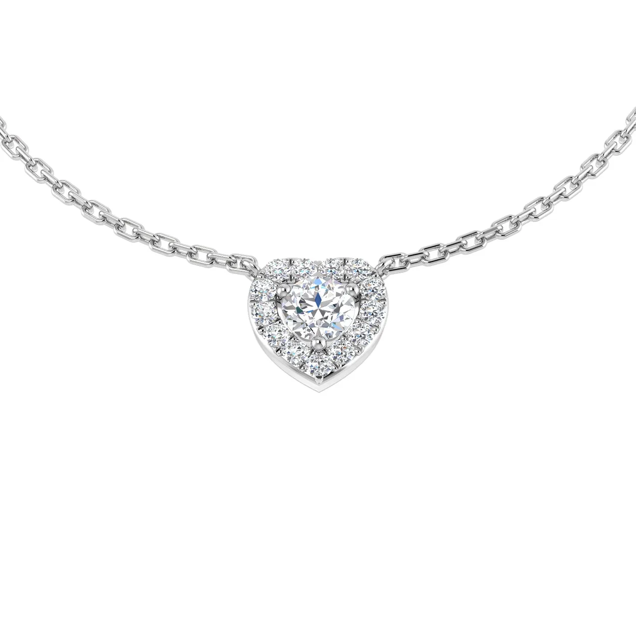 Heart Shaped Diamond Necklace | Elegant Heart Pendant - 9k White Gold / Natural Diamond(F/SI) / 0.30 Carat: the shop's own photo