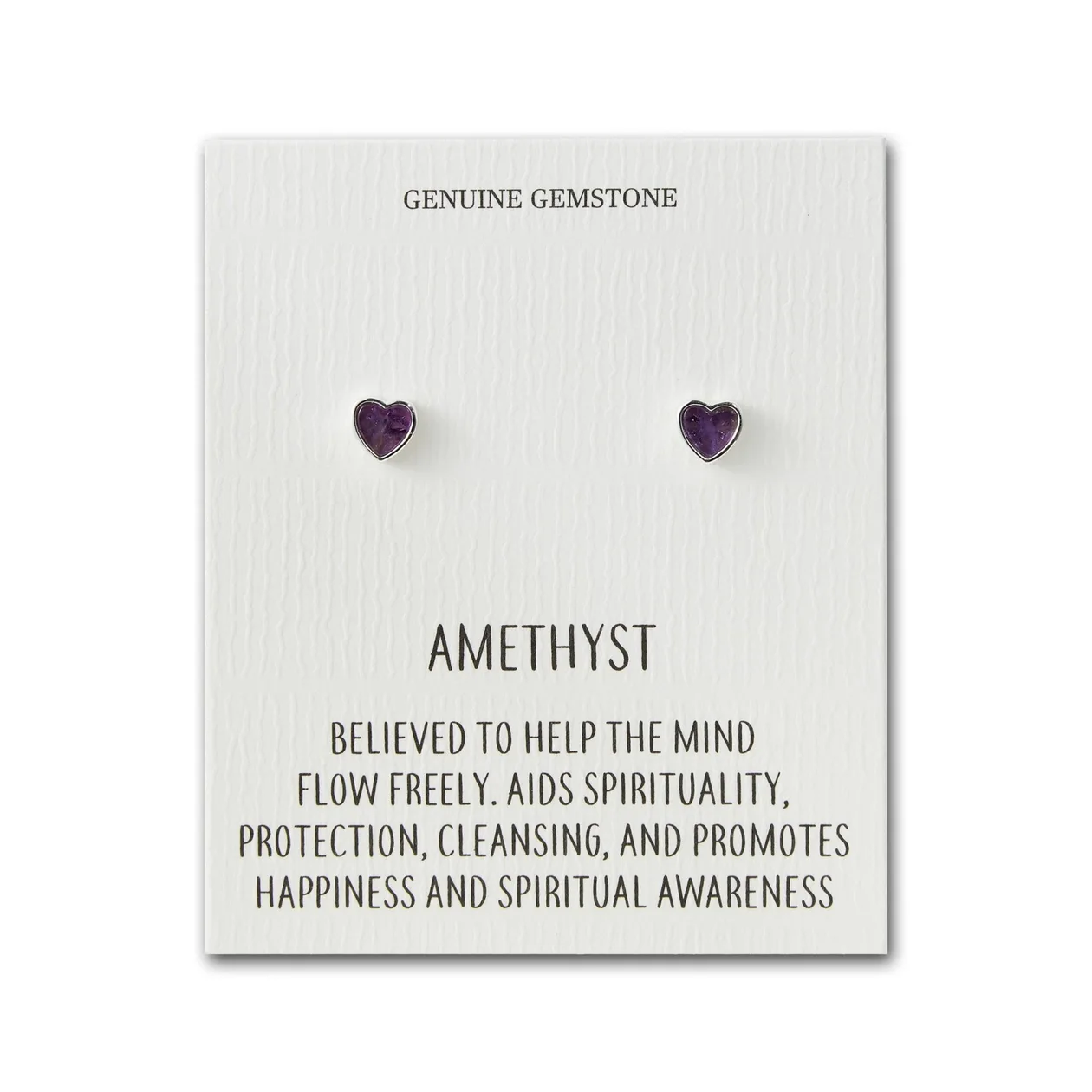Amethyst Heart Stud Earrings with Quote Card: the shop's own photo