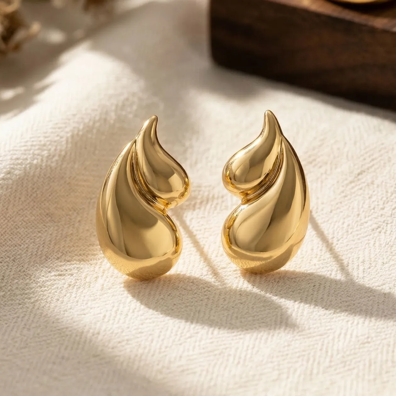 Statement Dual Tear Drop Gold Filled Earrings: the shop's own photo