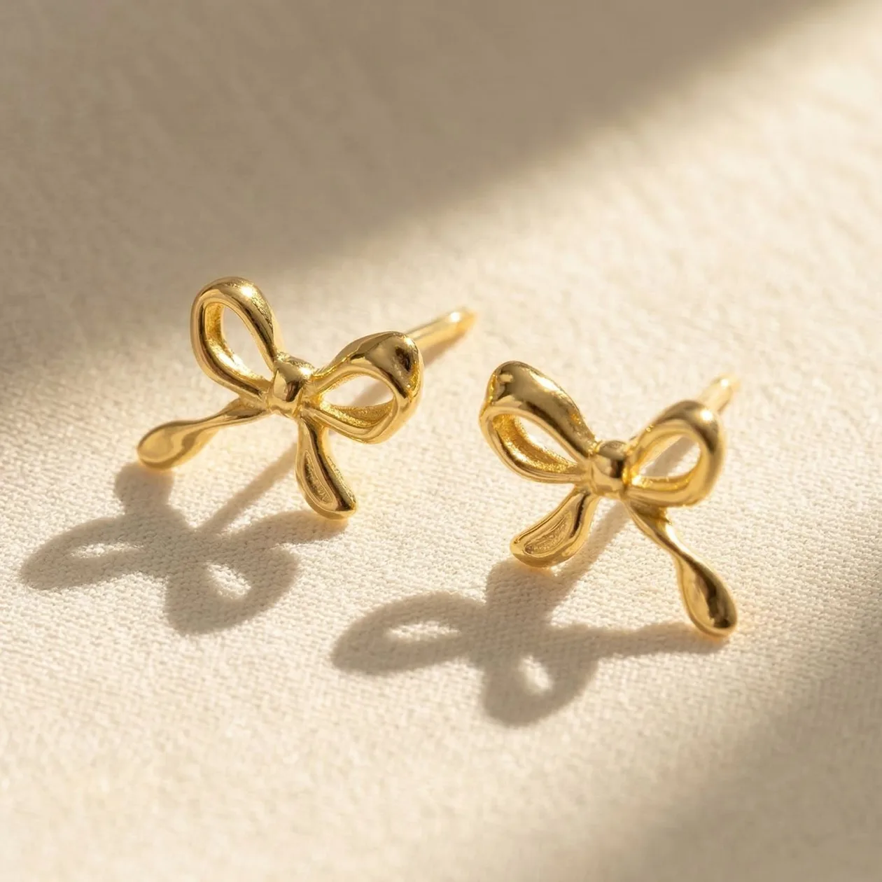 Cute Bow Tie Bowknot Gold Plated Everyday Stud Earrings: the shop's own photo
