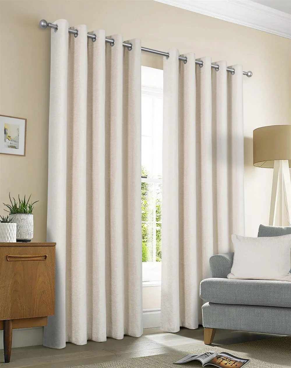 Amberley Natural Eyelet Curtains - 90" x 72": the shop's own photo