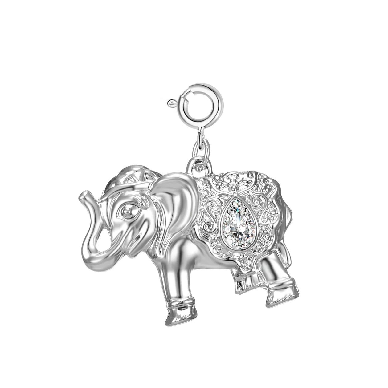 Elephant Charm Created with Zircondia® Crystals: the shop's own photo