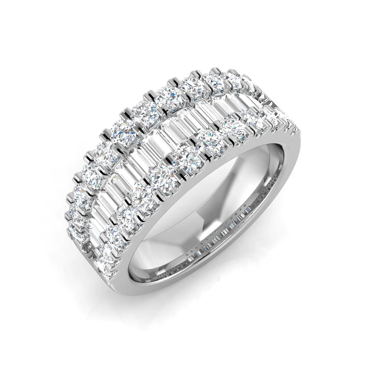 Baguette & Round Brilliant Cut Diamond Eternity Ring - 18k Yellow Gold / 1.00 Carat: the shop's own photo