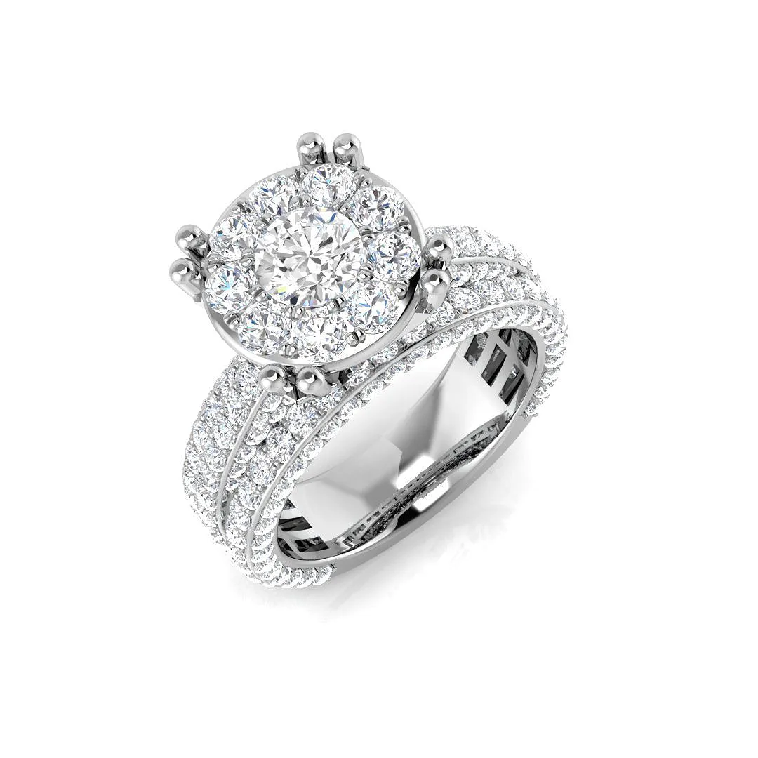 Natural Round Cut Diamond Halo Cluster Ring - Lab-Grown Diamond / 3.00 Carat / 18k Yellow Gold: the shop's own photo