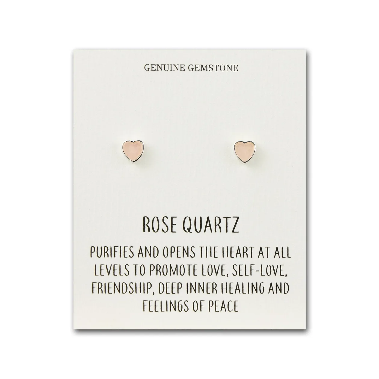 Rose Quartz Heart Stud Earrings with Quote Card: the shop's own photo
