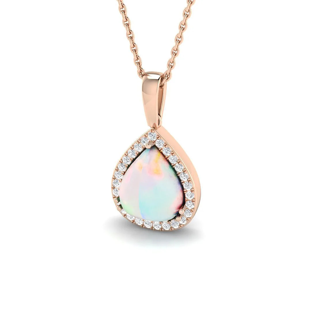 Opal Diamond Pendant 1.5-4ct Gold & Platinum Necklace (Without Chain) - 9k Rose Gold / Natural Diamond(F/SI) / 1.75 Carat: the shop's own photo