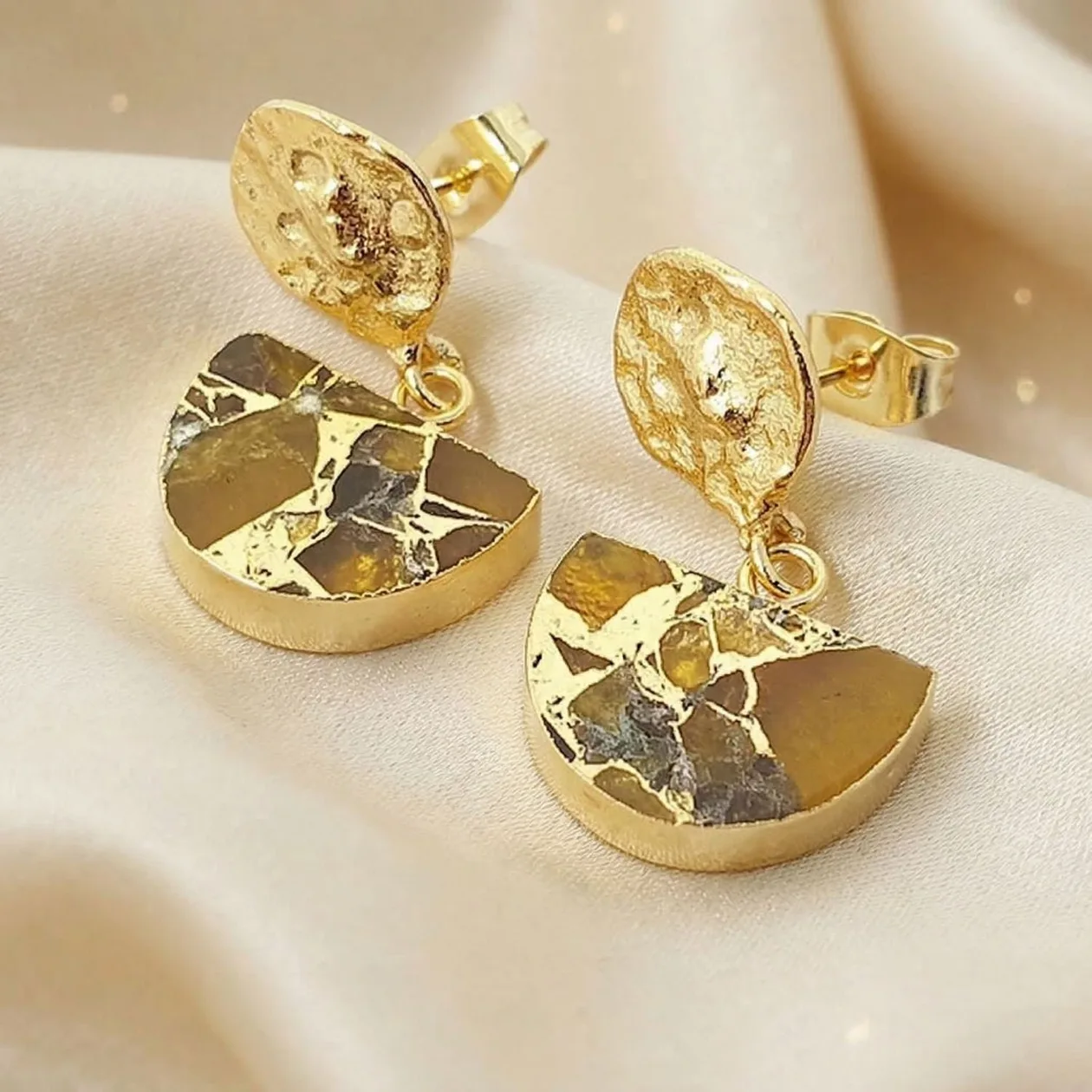 Hammered Citrine November Birthstone Statement Earrings: the shop's own photo