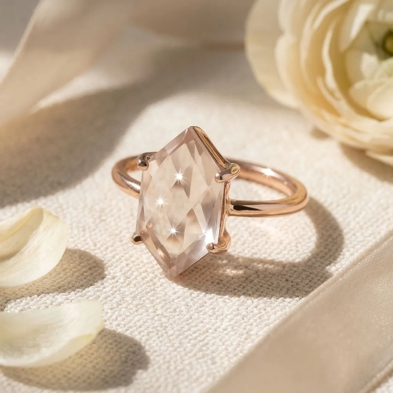 Statement Pink Morganite Gemstone Crystal Ring - L (51.5mm): the shop's own photo