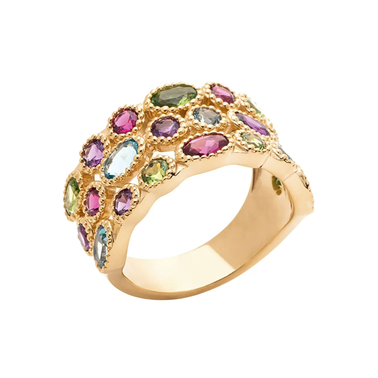18ct Gold Plated Multi Colour Gemstone Ring - L 1/2 (US size 6 - EU size 51 - 52mm inside circumference): the shop's own photo