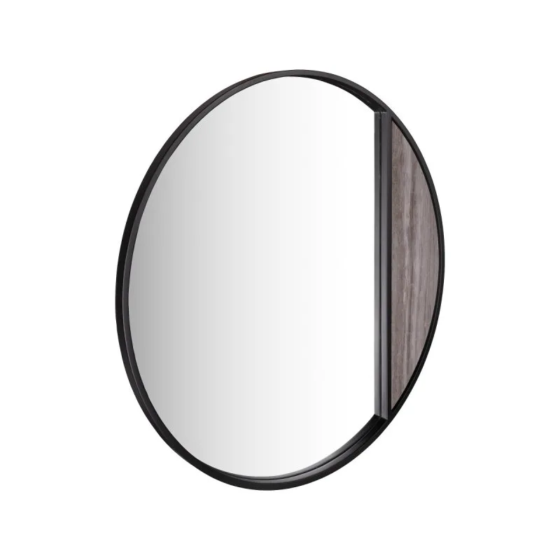 Dar Wisebuys Rasmus Mirror In Brown Stone Veneer and Matt Black 50cm: the shop's own photo