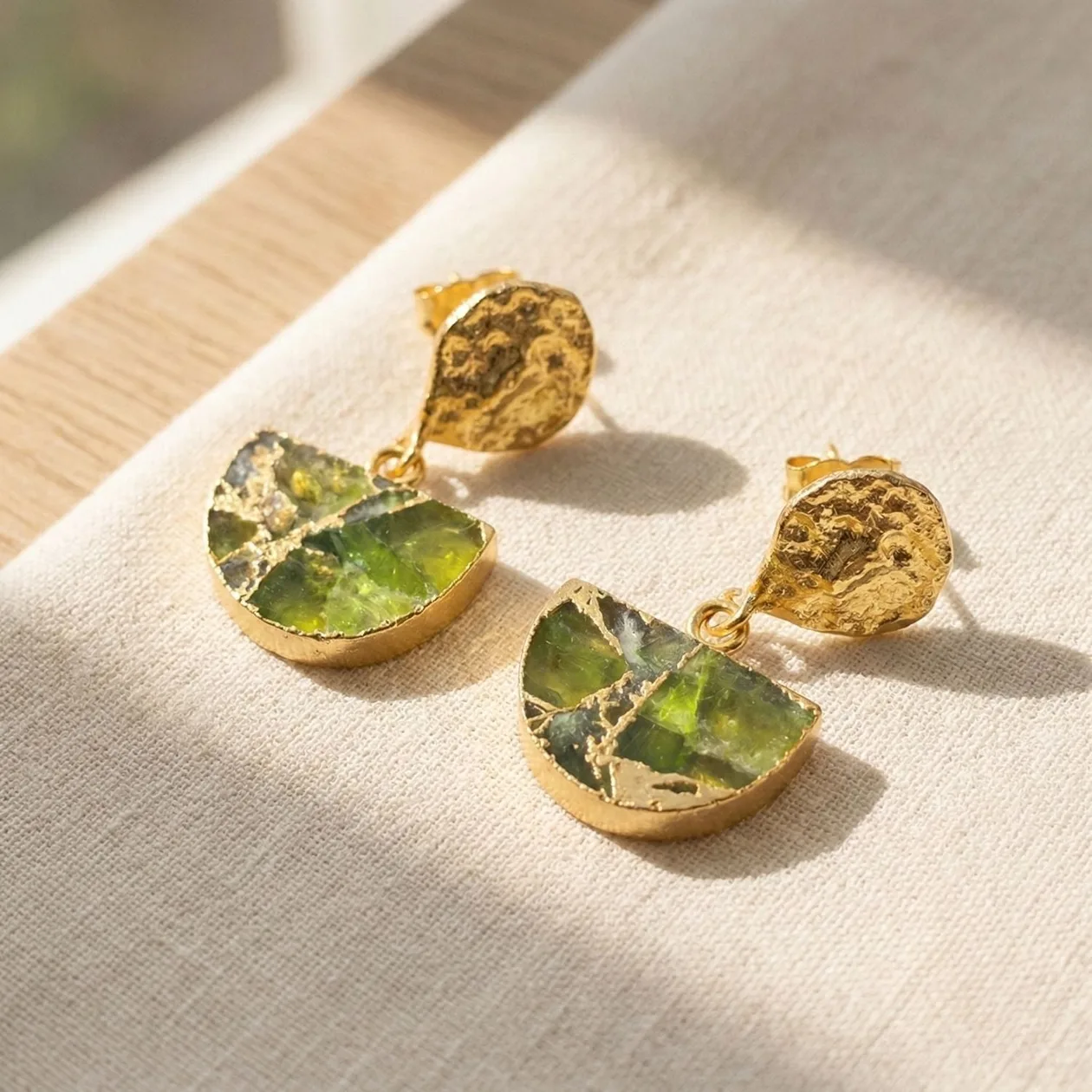 Hammered Peridot August Birthstone Earrings: the shop's own photo