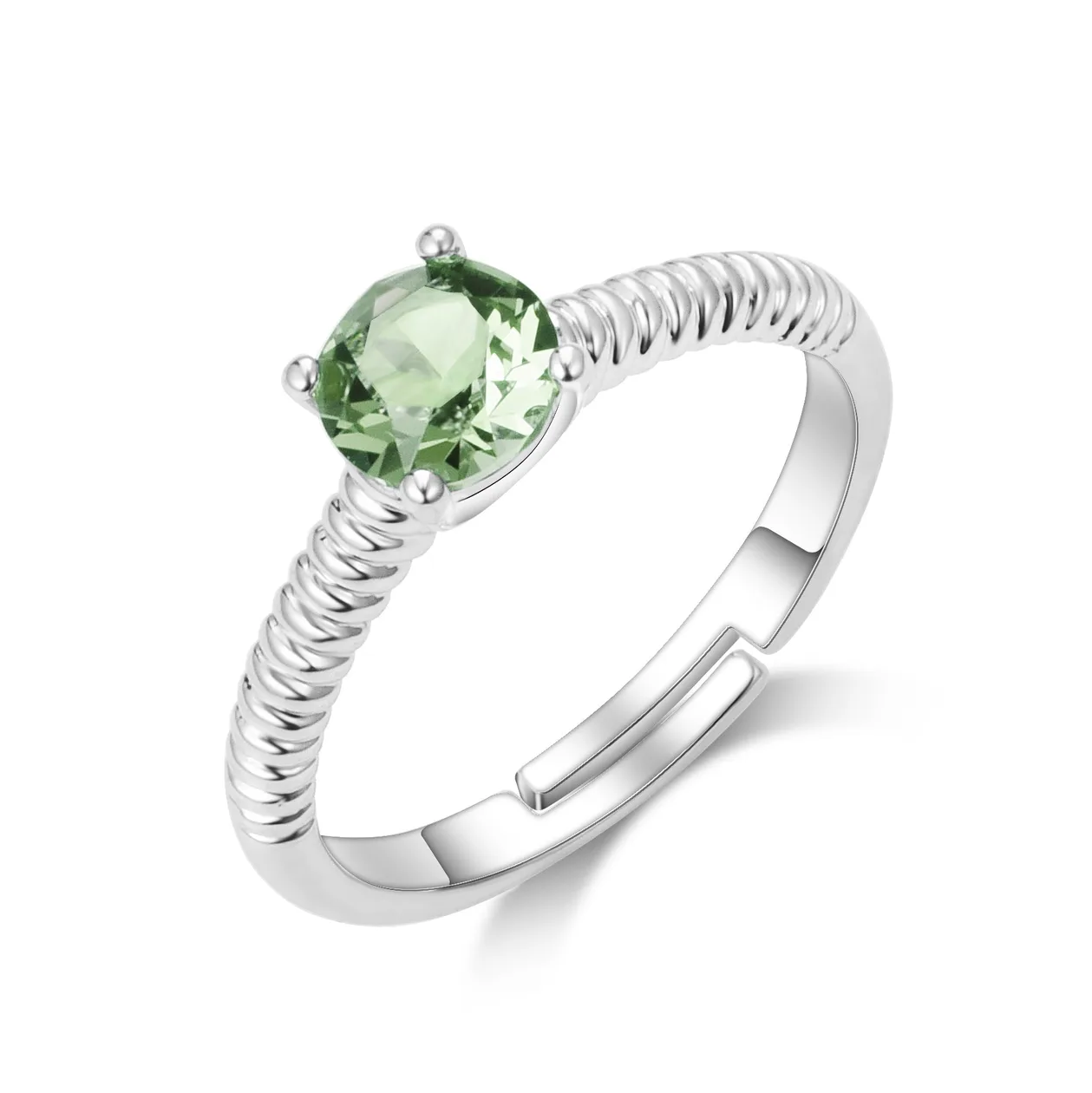 Light Green Adjustable Crystal Ring Created with Zircondia® Crystals: the shop's own photo