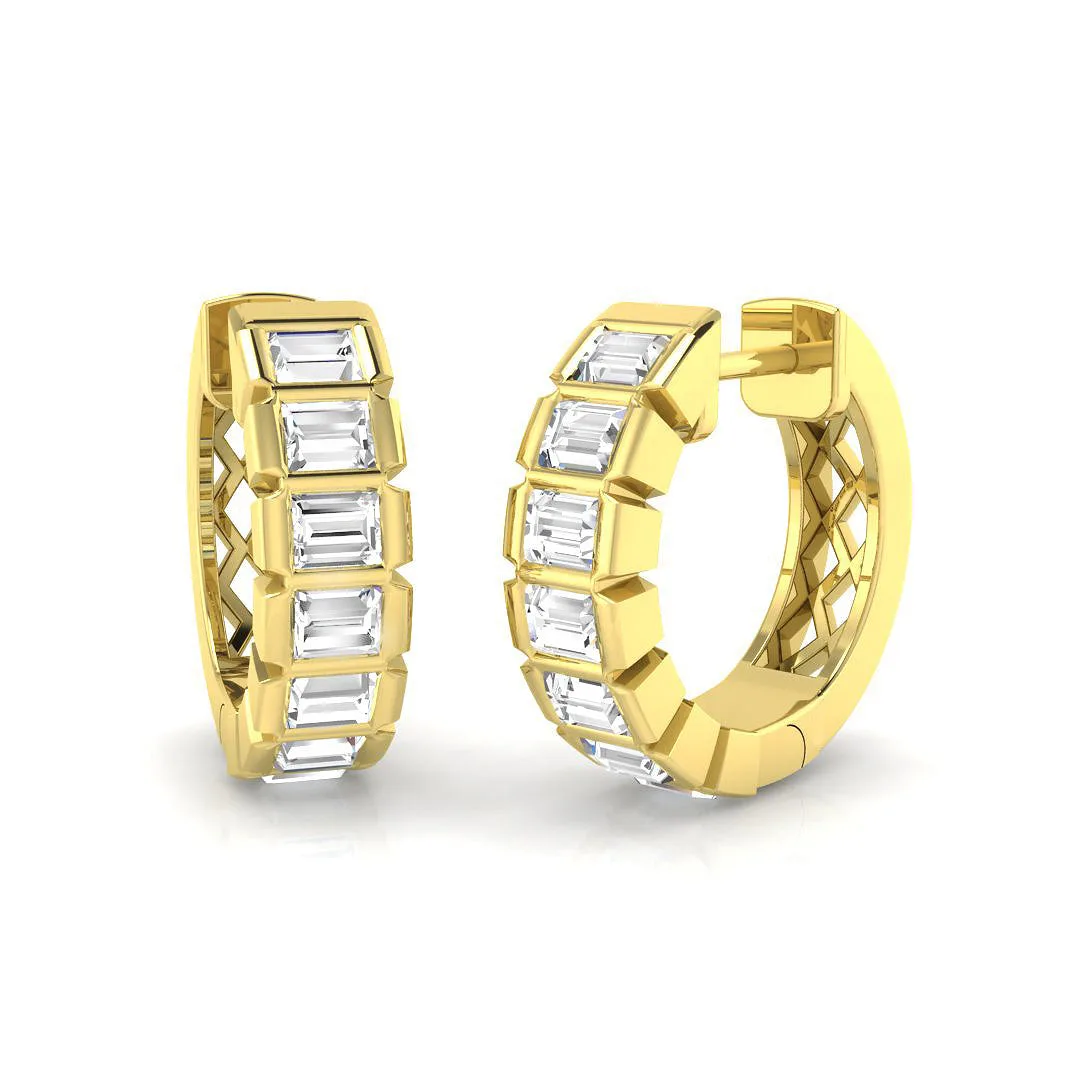 0.5 Ct Emerald-Cut Diamond Hoop Earrings | Lab & Natural - 9k Yellow Gold / 0.5 Carat / Lab Grown Diamond(D-VVS): the shop's own photo