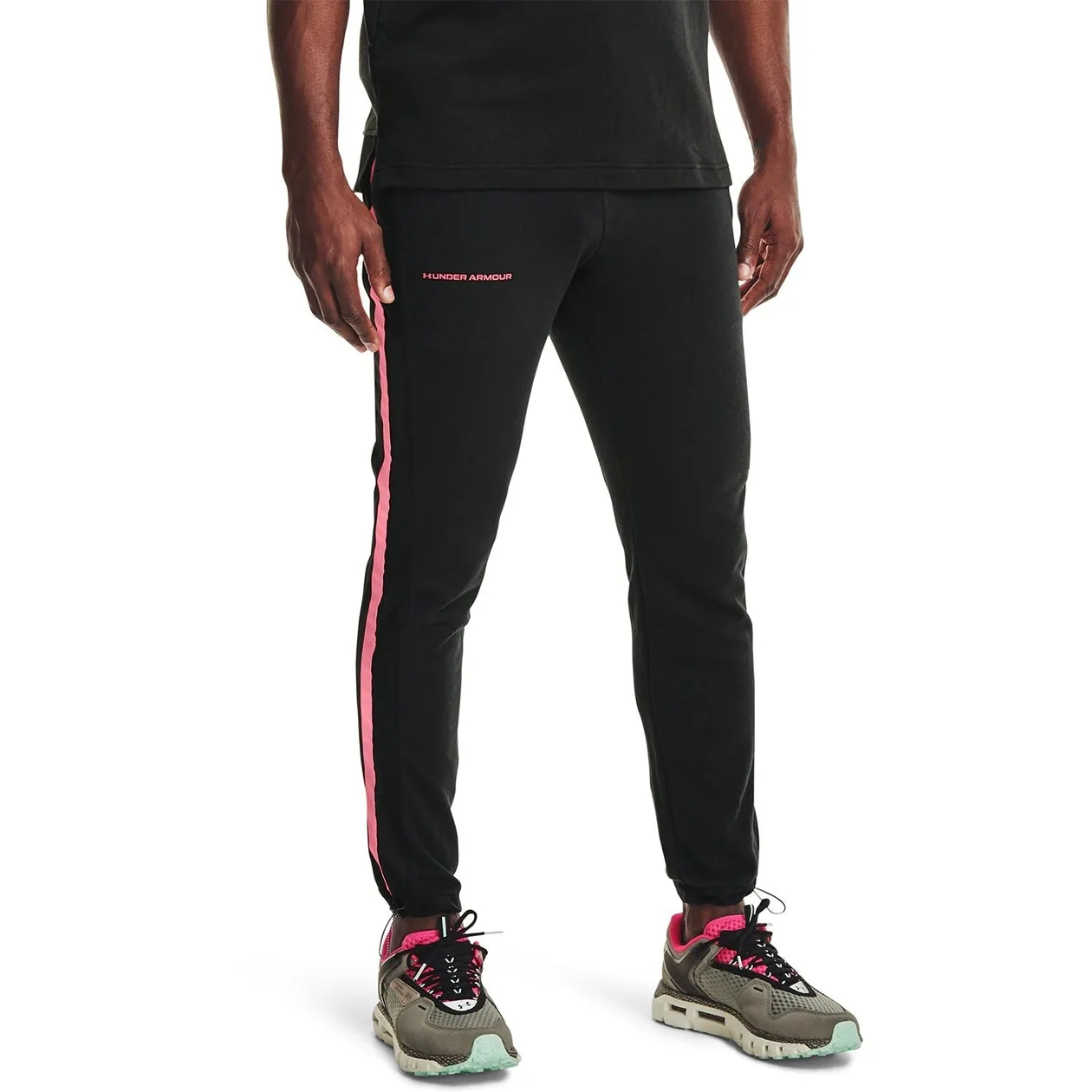 Under Armour UA Rival Terry AMP Joggers Pants - Black/Pink | Size: XS: the shop's own photo