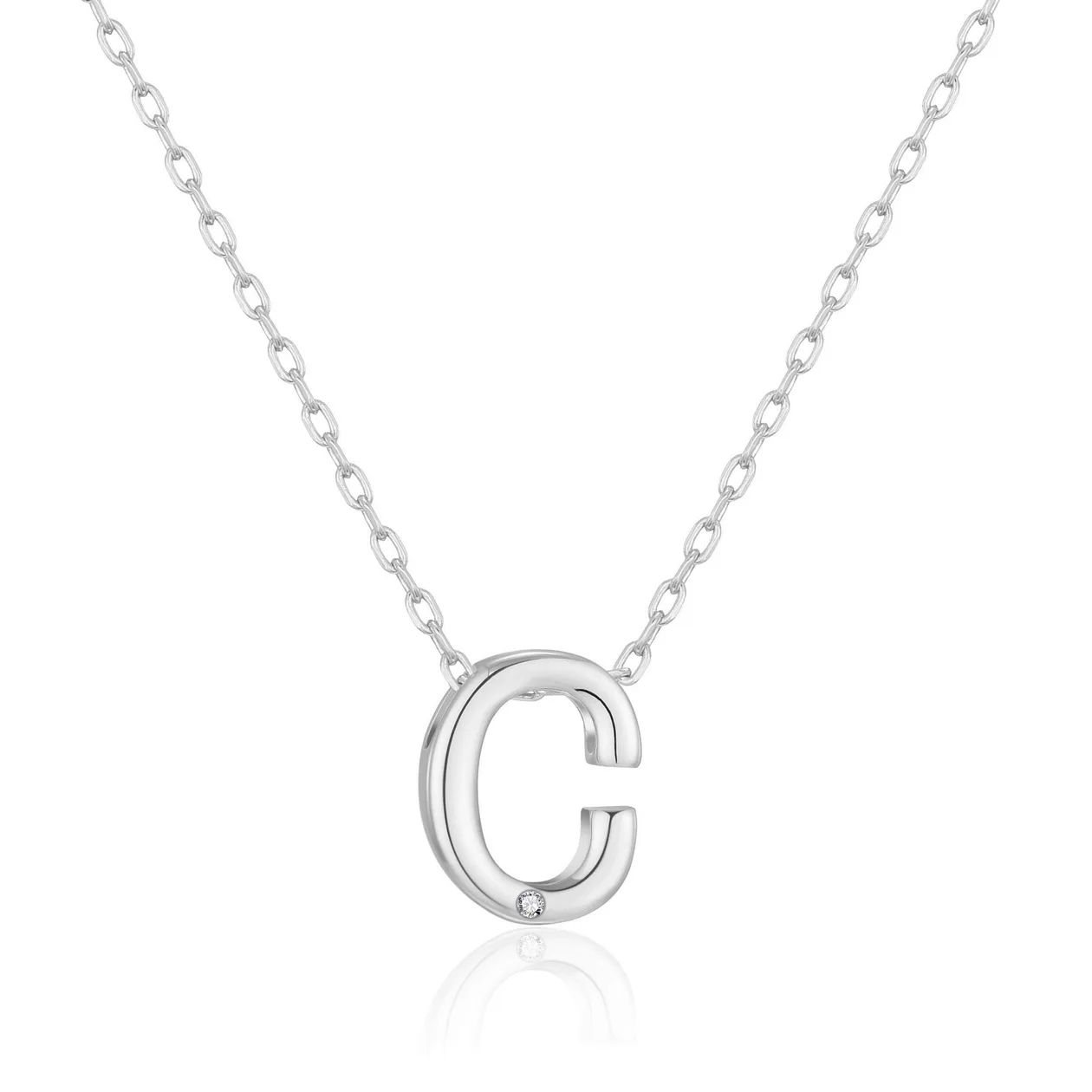 Customisable Initial Necklace (A-Z) with Option of Birthstone Charm - C: the shop's own photo