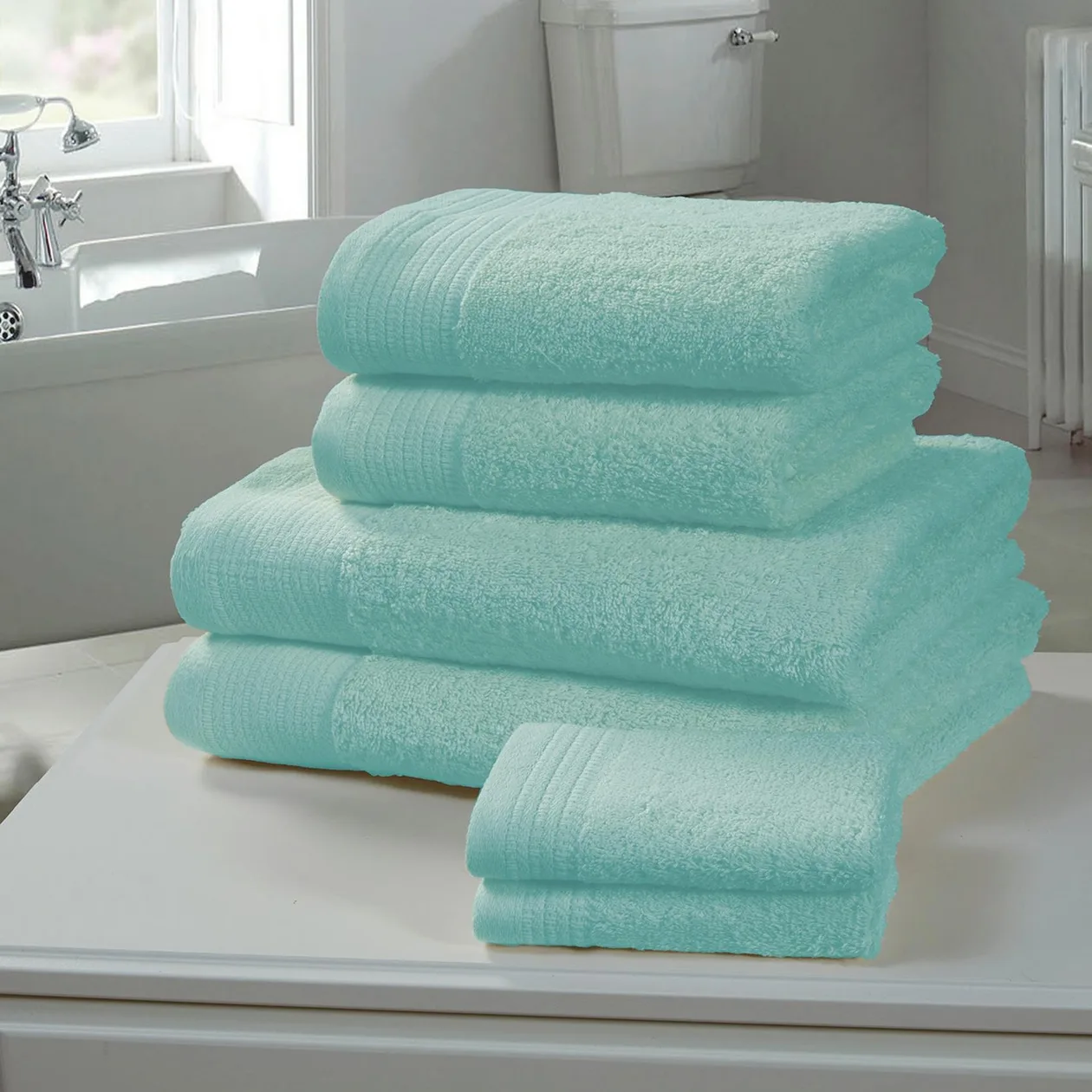 Chatsworth 100% Cotton Towels - Turquoise / 6pc Towel Bale: the shop's own photo