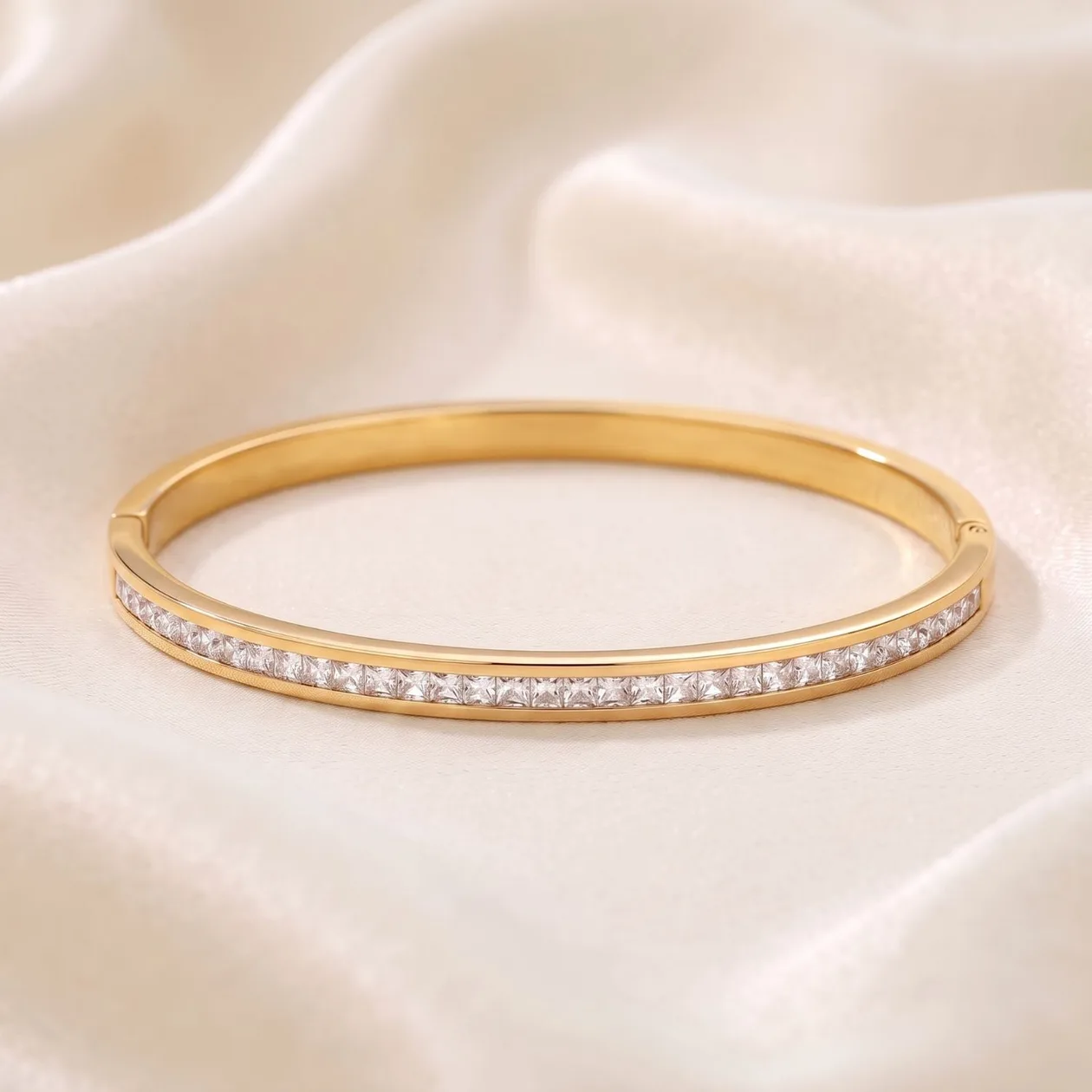 18ct Gold Plated Slim Clear Stone CZ Tennis Bangle: the shop's own photo