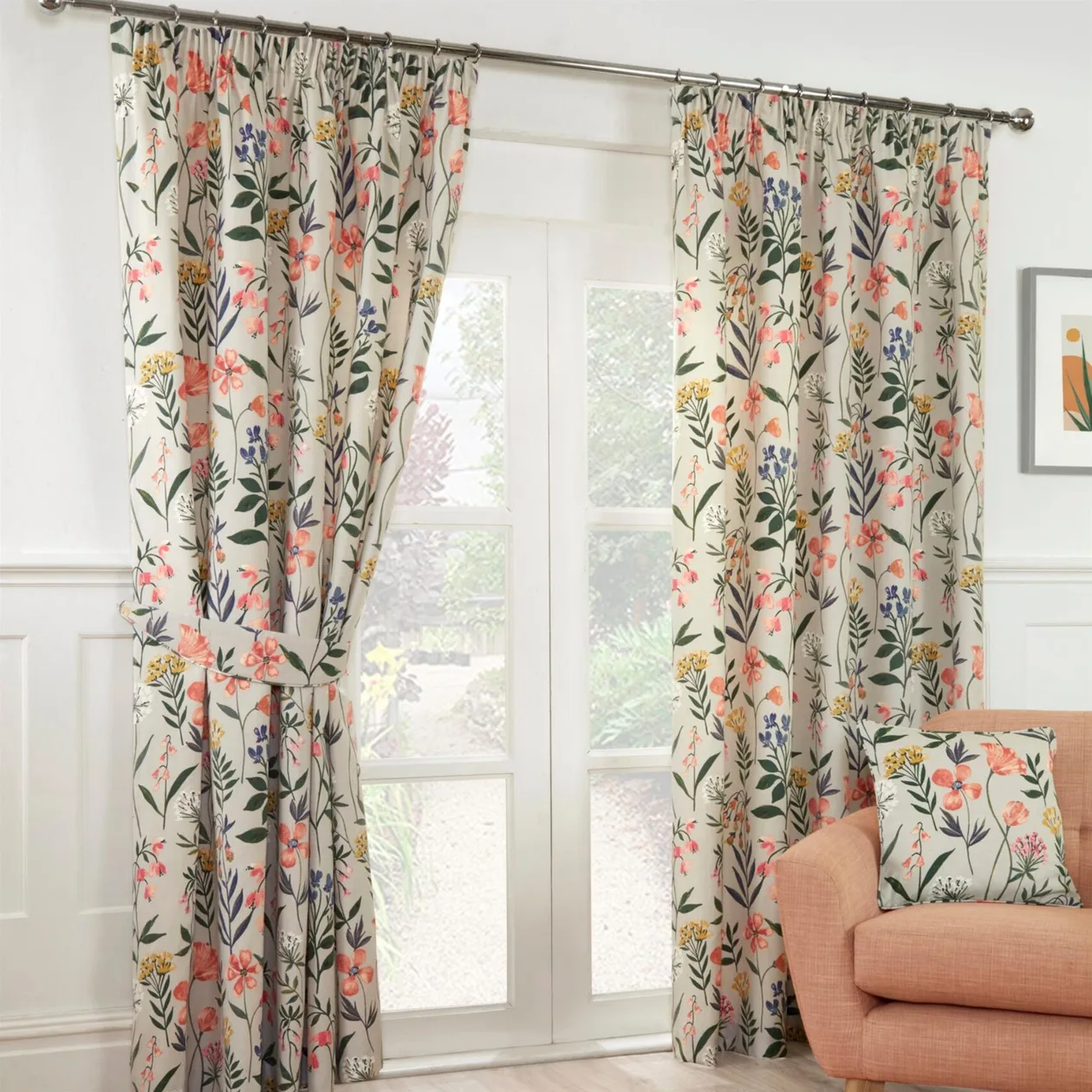 Meadow Multi Pencil Pleat Curtains - 66" x 54": the shop's own photo