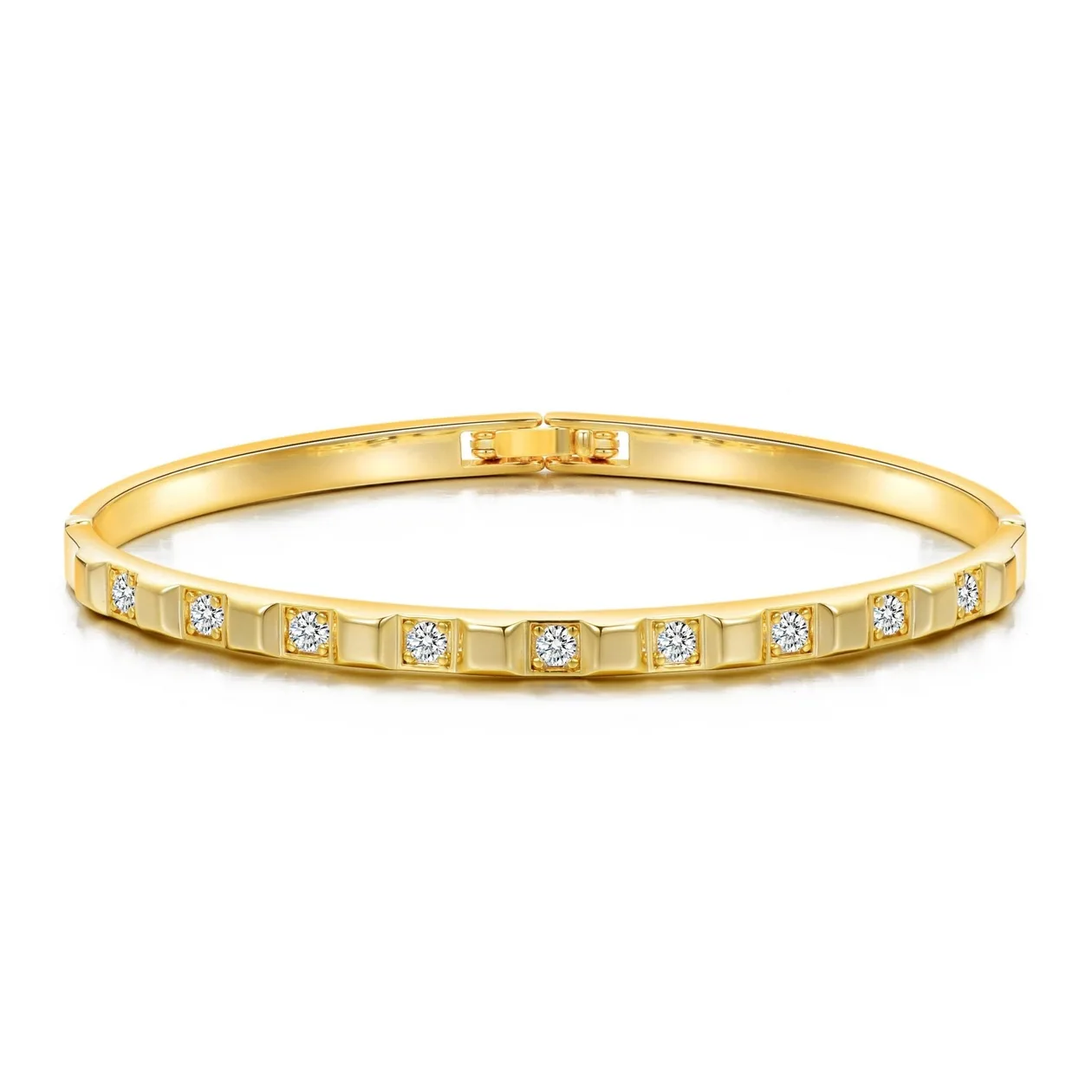 18k Gold Plated Cubic Bangle Created with Zircondia® Crystals (7 Inch): the shop's own photo