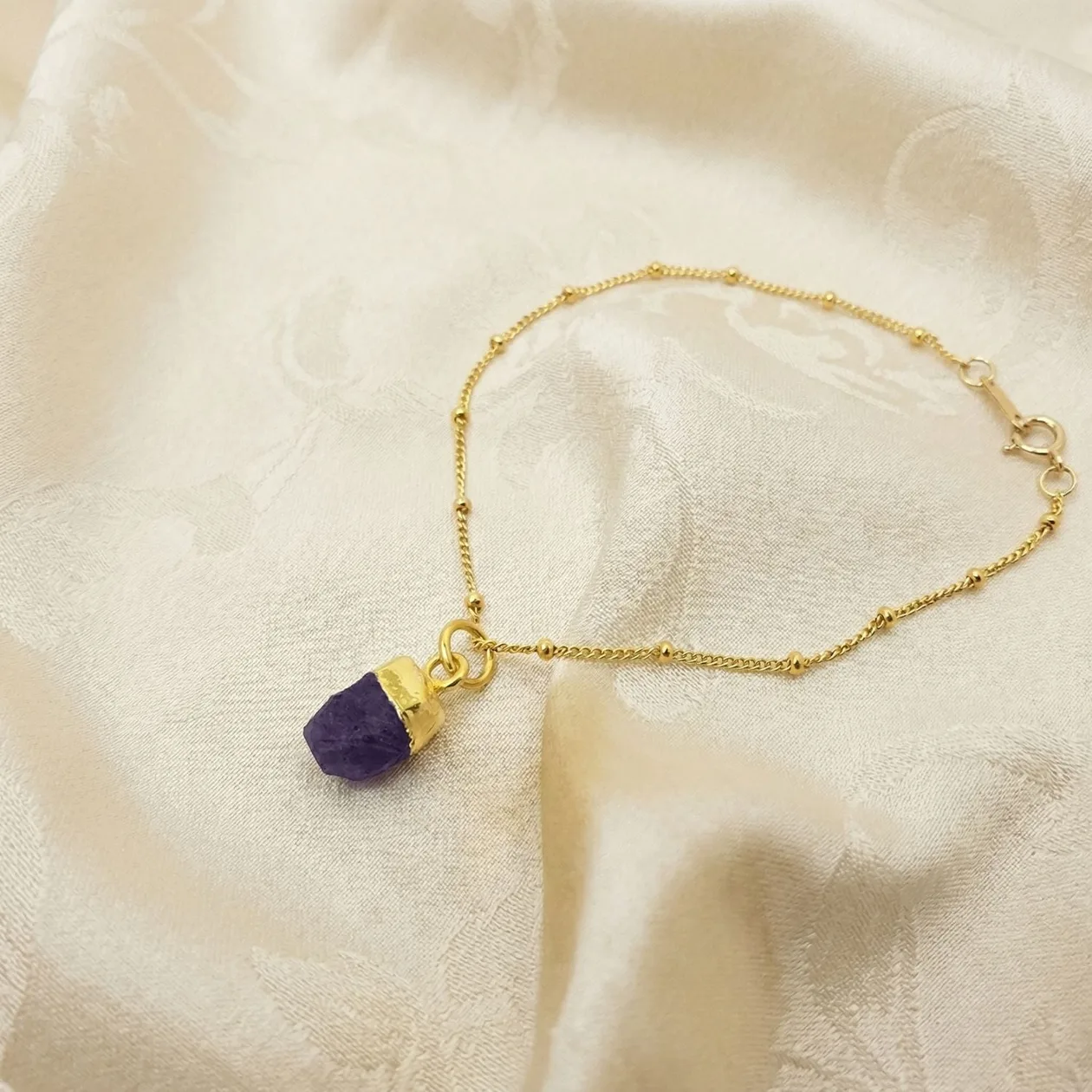 Raw Amethyst February Birthstone Gold Plated Bracelet: the shop's own photo