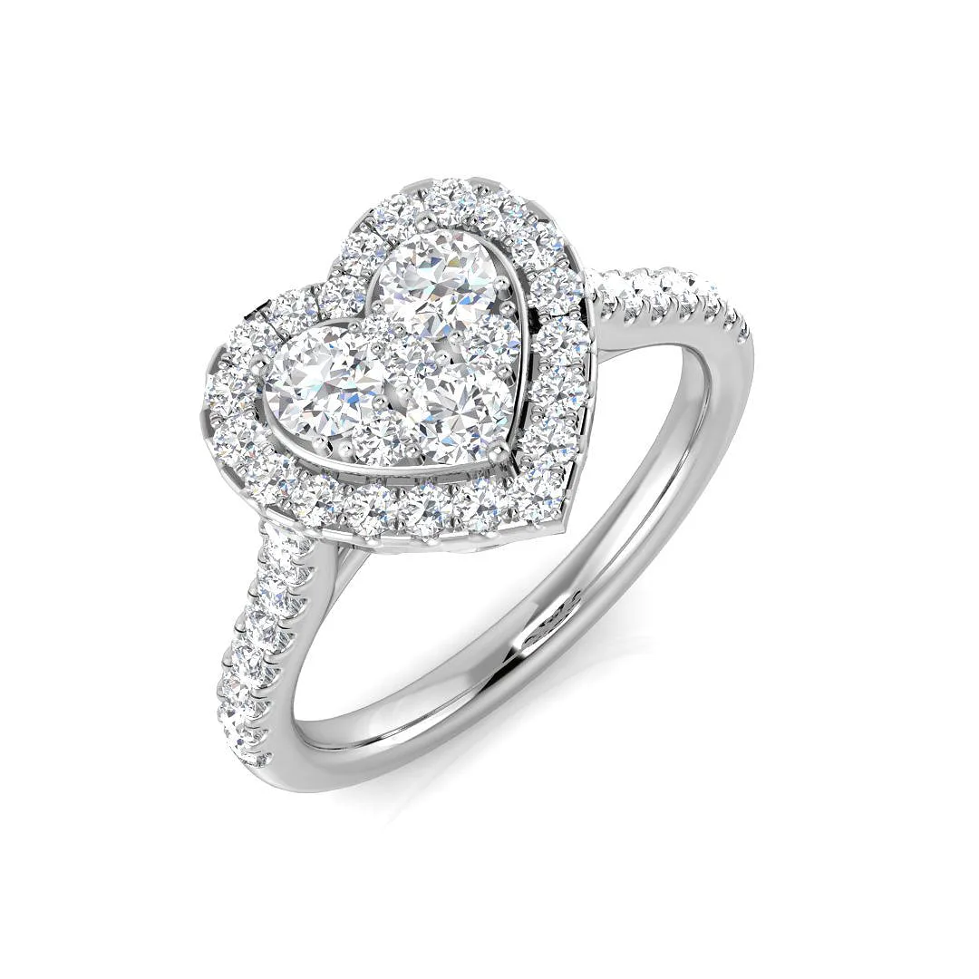 Natural Round Cut Diamond Heart Shape Cluster Engagement Ring - Lab Grown Diamond / 0.50 Carat / 18k Yellow Gold: the shop's own photo