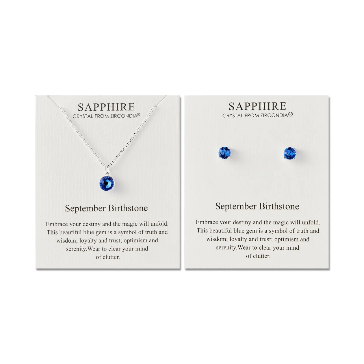 September (Sapphire) Birthstone Necklace & Earrings Set Created with Zircondia® Crystals: the shop's own photo