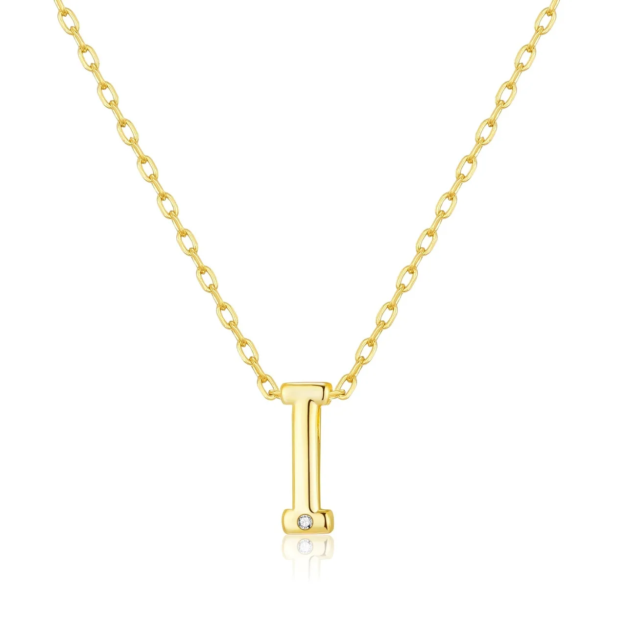 Customisable 18k Gold Plated Initial Necklace (A-Z) with Option of Birthstone Charm - I: the shop's own photo
