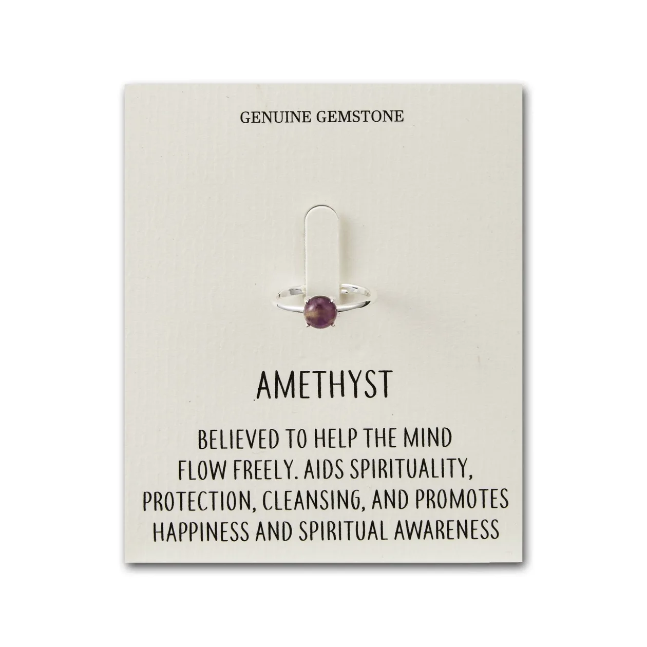 Amethyst Adjustable Ring with Quote Card: the shop's own photo