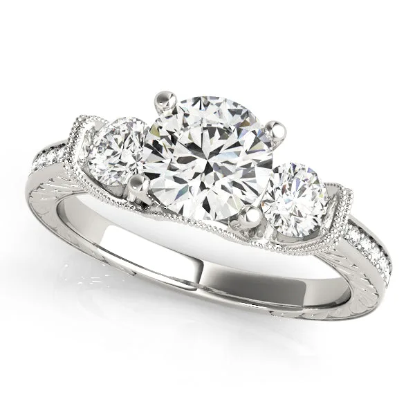 Lab-Grown Round Cut D/VVS Diamond Trilogy Engagement Ring - 18k Yellow Gold / 0.50 Carat: the shop's own photo