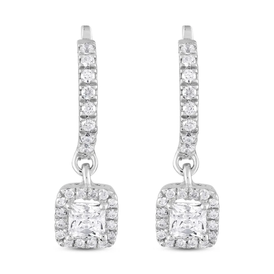 1.50Ct Princess Solitaire Lab Grown Diamond Dangle Drop White Gold Earring - 1.50 Carat: the shop's own photo
