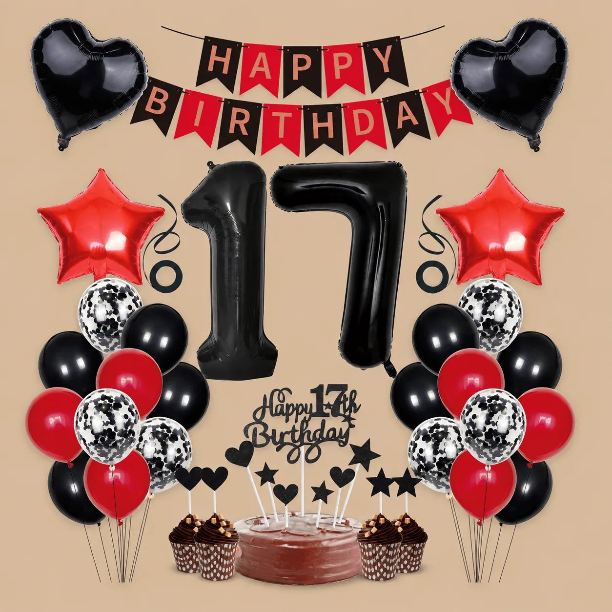 17th Birthday Garland, Balloon & Confetti Set: the shop's own photo