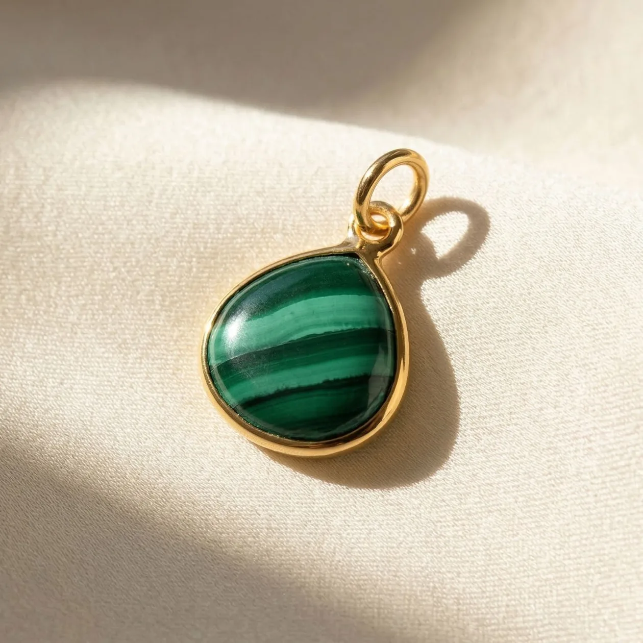 18ct Gold Vermeil Round Malachite Gemstone Crystal Bezel Pendant: the shop's own photo