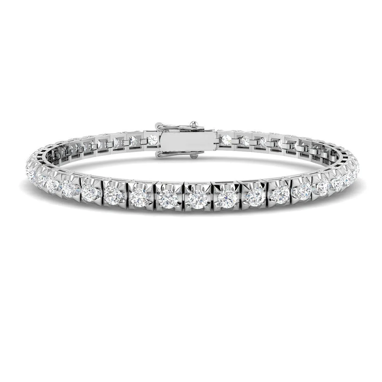 18K White Gold Natural Round Diamond Tennis Bracelet – Prong Set with Secure Box Clasp - 9k Yellow Gold / 4.10 Carat / Lab Grown Diamond: the shop's own photo