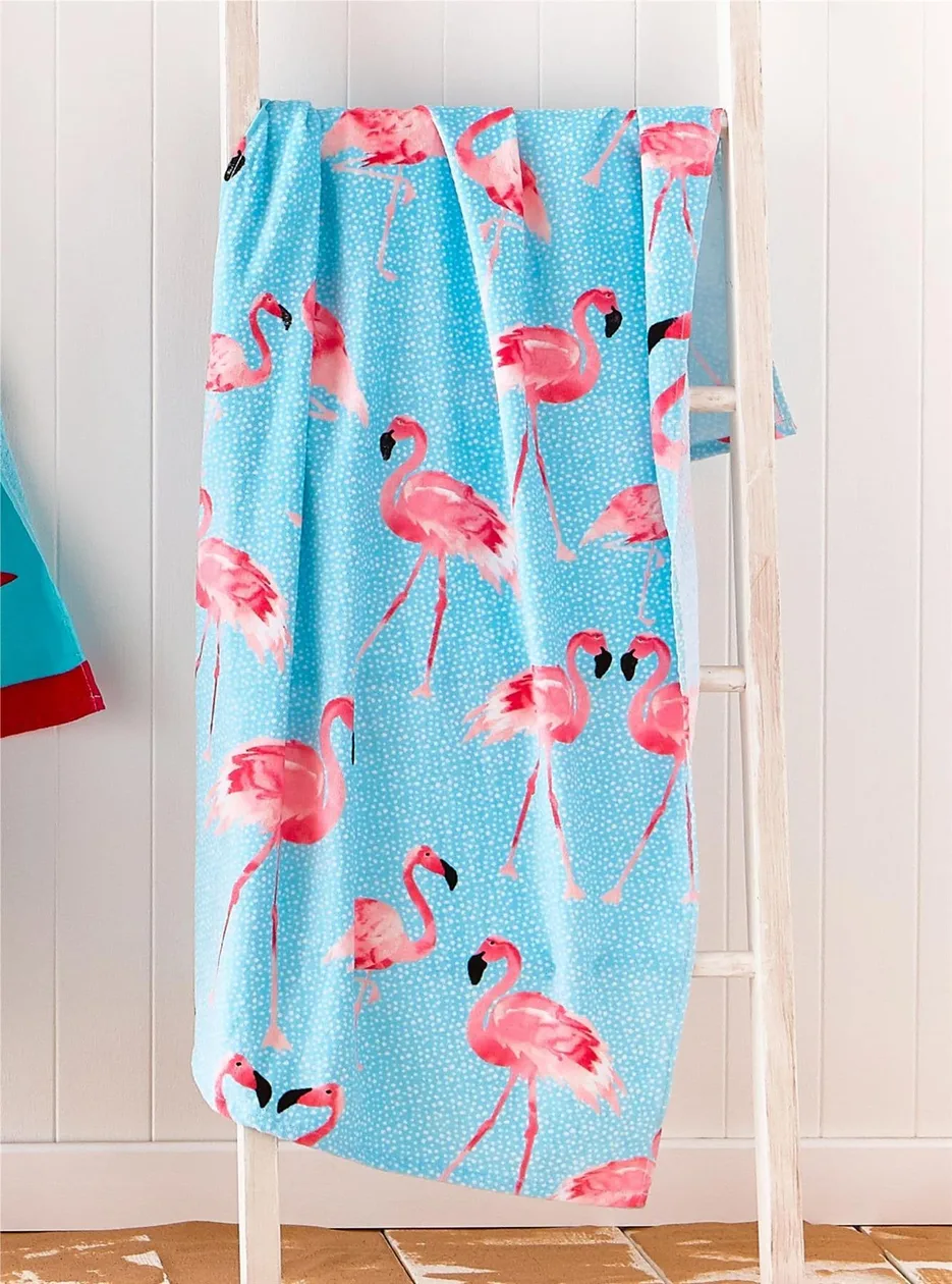 Catherine Lansfield Flamingo Multi Beach Towel: the shop's own photo