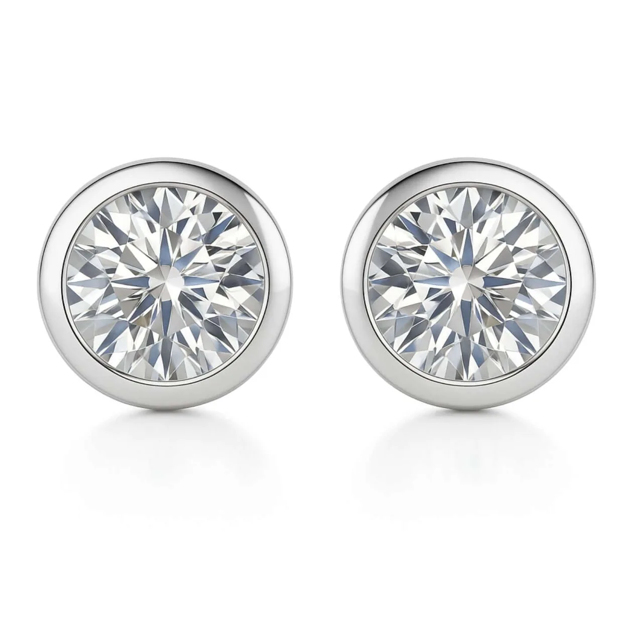 Stud Earrings with Lab Grown Diamond Bezel Set Solitaire - Gold - 0.20 Carat / 18k Yellow Gold: the shop's own photo
