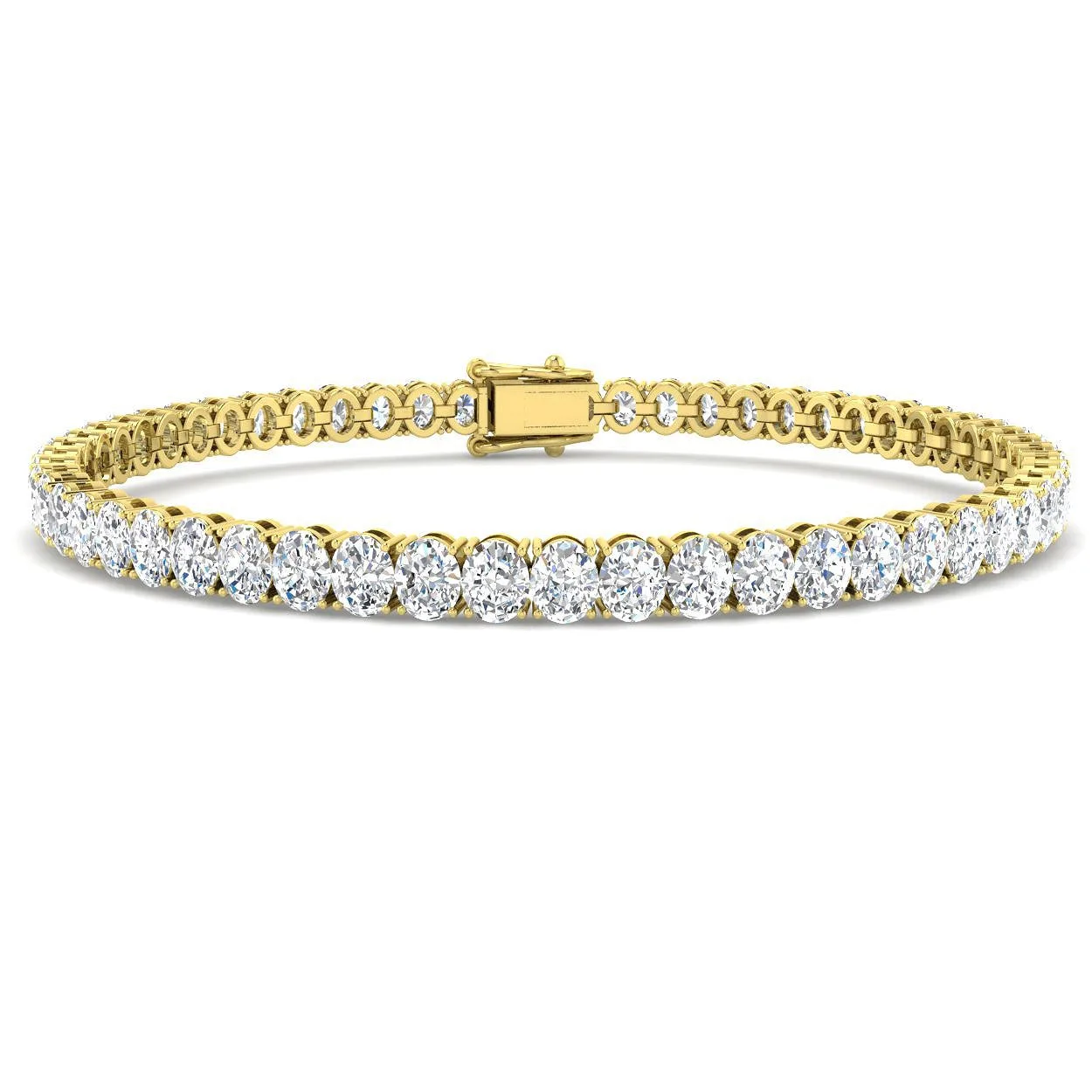 18K White Gold Oval Cut Lab Grown Diamond Tennis Bracelet – Prong Set Diamond Bracelet with Secure Box - 950 Platinum / 8.80 Carat / Natural Diamond: the shop's own photo