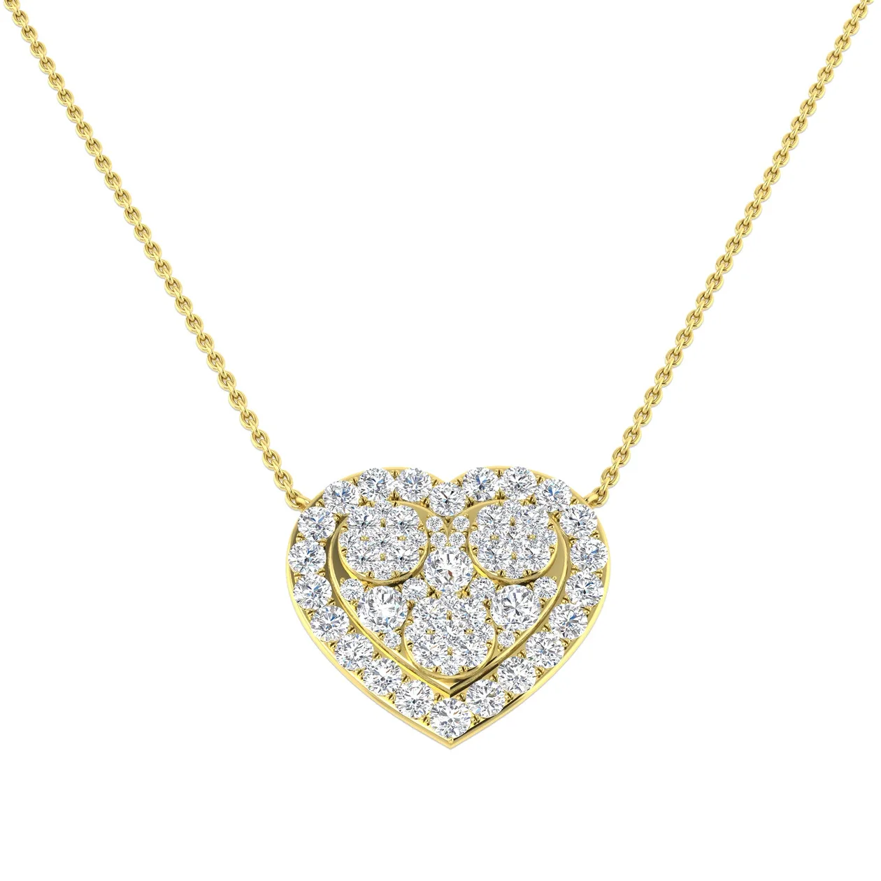 Heart Pendant Necklace with Diamond Accents | Lab Grown Diamonds - 9k Yellow Gold / Natural Diamond(F/SI) / 1.25 Carat: the shop's own photo