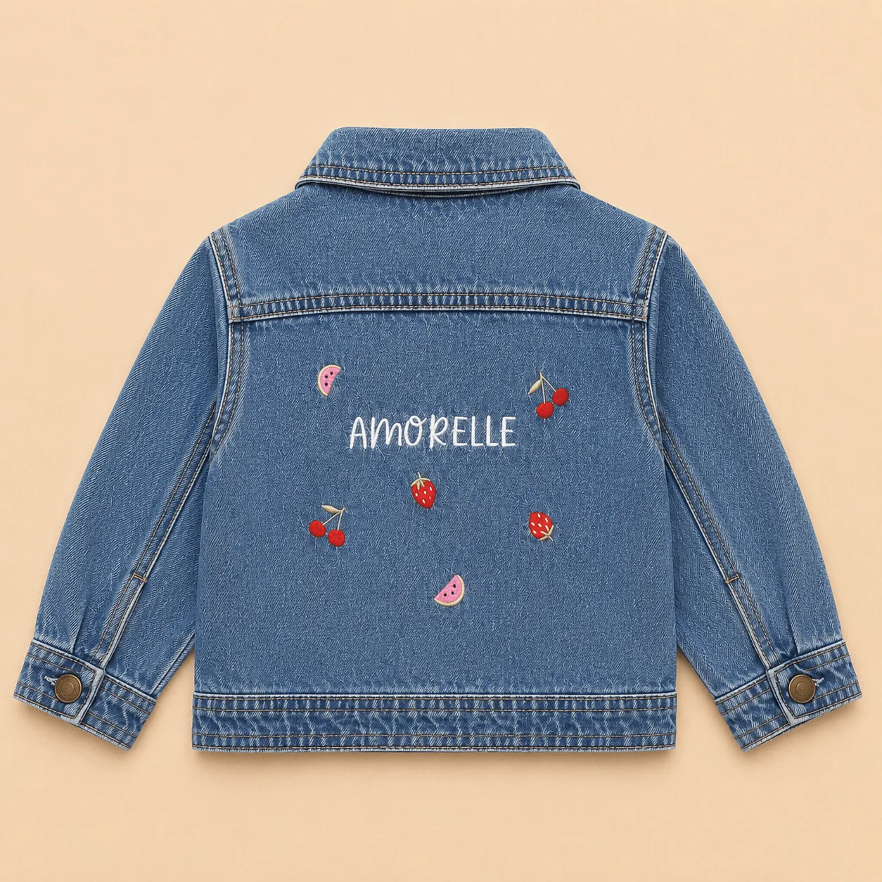 Personalised Red Fruit Denim Jacket: the shop's own photo